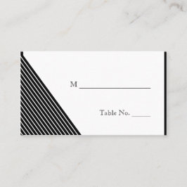 Art Deco Black White Rand Bröllop Place Card Placeringskort