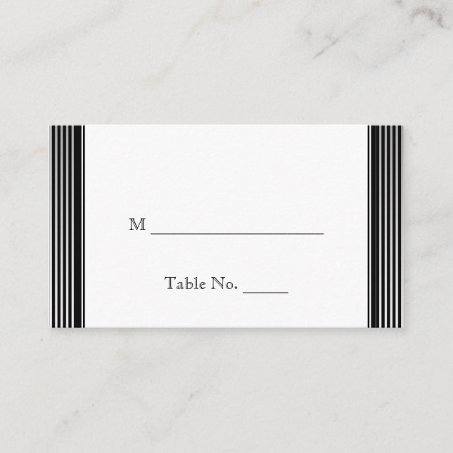 Art Deco Black White Rand Bröllop Place Card Placeringskort (Framsida)