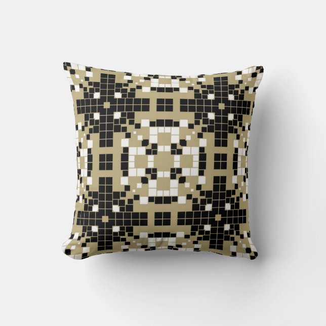 Art Deco Black, White Retro Abstrakt Art Kudde (Framsida)