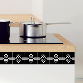 Art Deco Black White Simple Geometric Gräns 03 Kakelplatta