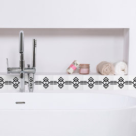 Art Deco Black White Simple Geometric Gräns 03 Kakelplatta