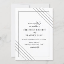Art Deco Black White Wedding-inbjudan