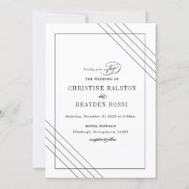 Art Deco Black White Wedding-inbjudan Inbjudningar