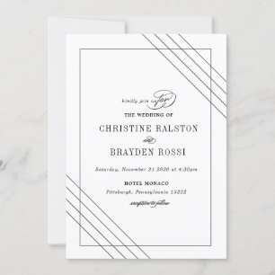 Art Deco Black White Wedding-inbjudan Inbjudningar