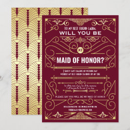 Art Deco blir du min Maid of honor-burgundy Inbjudningar