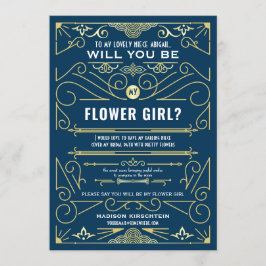 Art Deco blir du min ungflicka Guld Blue Inbjudningar