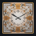 Art Deco-blomma Fyrkantig Klocka<br><div class="desc">Underbar klockdesign. Du kommer att kärlek det som andra. Du kan fritt använda den här designen för andra produkter som du gillar eller anpassa och lägga till texten. Följ mig för mer. Tack. Ha en trevlig dag.</div>