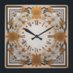 Art Deco-blomma Fyrkantig Klocka<br><div class="desc">Underbar klockdesign. Du kommer att kärlek det som andra. Du kan fritt använda den här designen för andra produkter som du gillar eller anpassa och lägga till texten. Följ mig för mer. Tack. Ha en trevlig dag.</div>