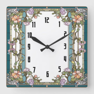 Art Deco Blomma Fyrkantig Klocka