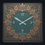 Art Deco-blomma Fyrkantig Klocka<br><div class="desc">Underbar klockdesign. Du kommer att kärlek det som andra. Du kan fritt använda den här designen för andra produkter som du gillar eller anpassa och lägga till texten. Följ mig för mer. Tack. Ha en trevlig dag.</div>