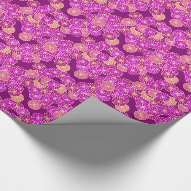 Art Deco-blomman mönster - blad av violett, korall Presentpapper (Hörn)