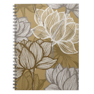 Art deco-blomman mönster. Bredare guld-konst. flo Anteckningsbok