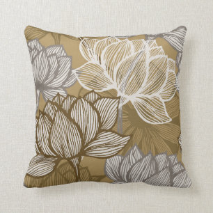 Art deco-blomman mönster. Bredare guld-konst. flo Kudde