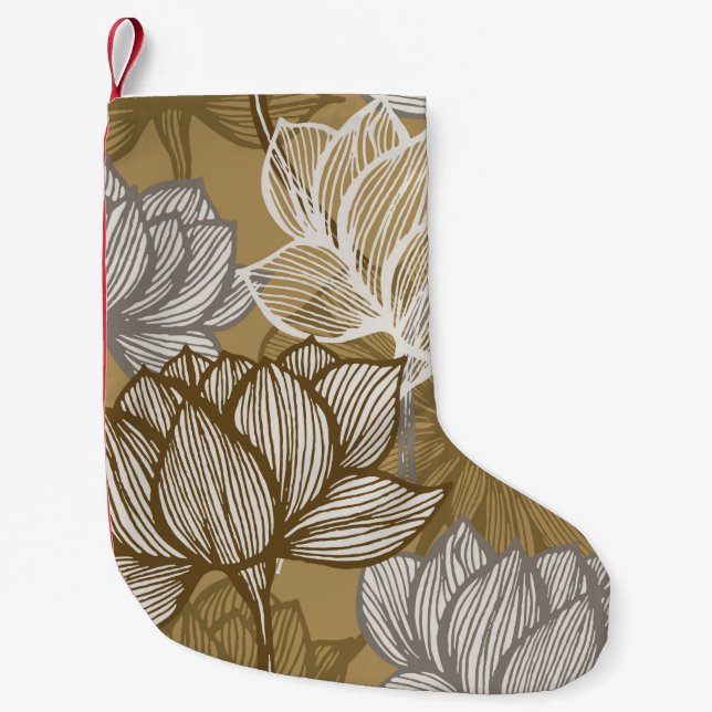Art deco-blomman mönster. Bredare guld-konst. flo Liten Julstrumpa (Framsidan)