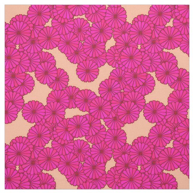 Art Deco-blomman mönster - djup rosa och persika Tyg (Provkarta)