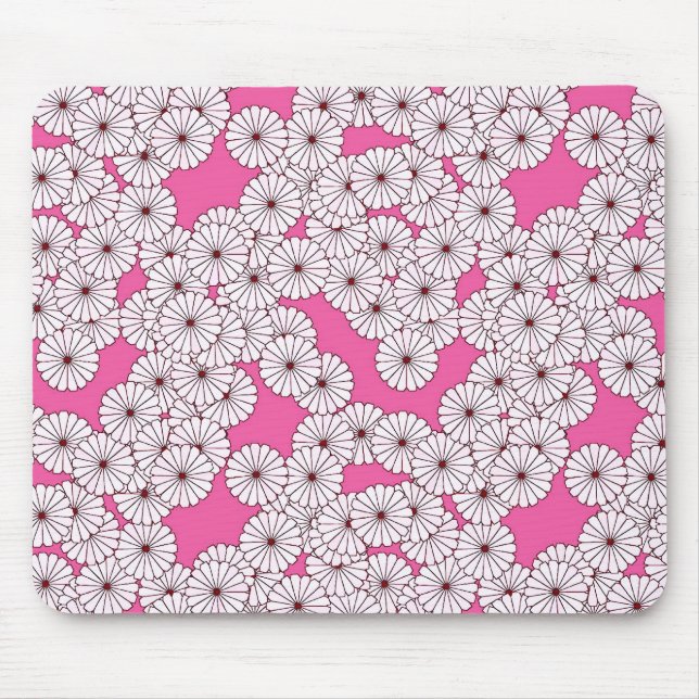 Art Deco-blomman mönster - grädde på rosa Musmatta (Framsidan)