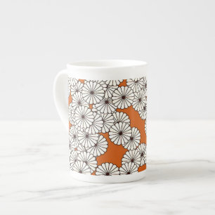 Art Deco-blomman mönster - grädde på rost Benporslin Mugg