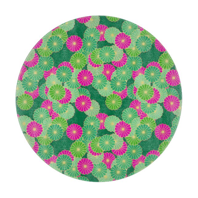 Art Deco-blomman mönster - grönt, fuchsia (Framsidan)