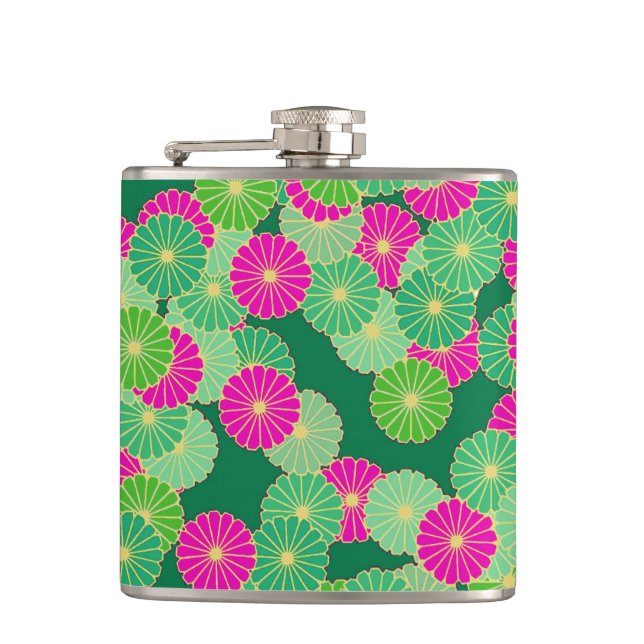 Art Deco-blomman mönster - grönt, fuchsia Fickplunta (Framsidan)