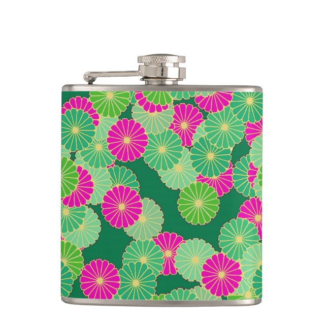 Art Deco-blomman mönster - grönt, fuchsia Fickplunta (Framsidan)