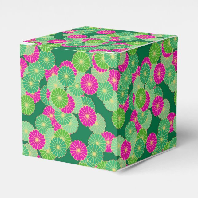 Art Deco-blomman mönster - grönt, fuchsia Presentaskar (Framsidan Sidan)