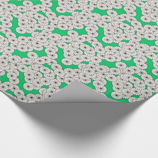 Art Deco-blomman mönster - krämen på jade-grönten Presentpapper (Hörn)