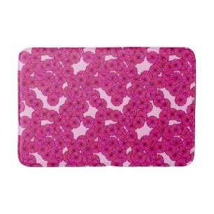 Art Deco-blomman mönster - magenta på rosa Badrumsmatta
