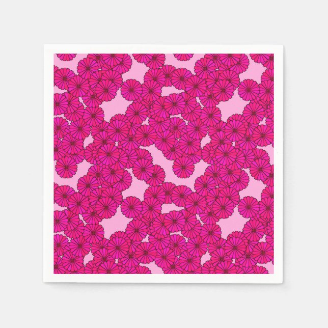 Art Deco-blomman mönster - magenta på rosa Pappersservett (Framsidan)