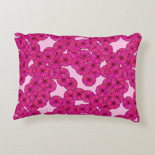 Art Deco-blomman mönster - magenta på rosa Prydnadskudde