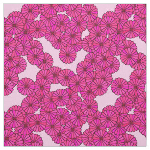 Art Deco-blomman mönster - magenta på rosa Tyg