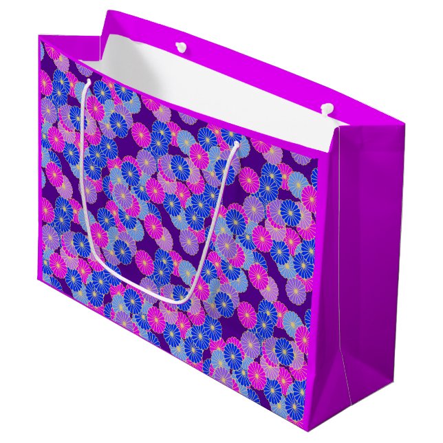 Art Deco-blomman mönster - violett, blått och lila (Framsidan Vinklad)