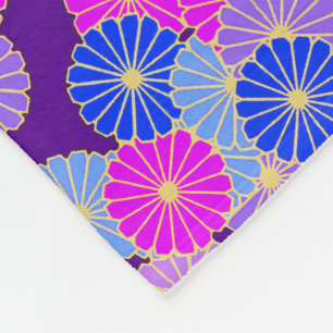 Art Deco-blomman mönster - violett, blått och lila Fleecefilt