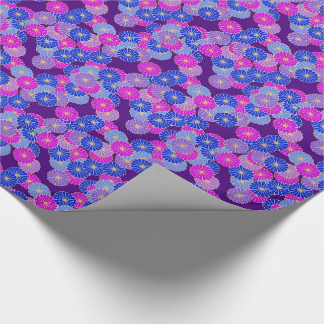 Art Deco-blomman mönster - violett, blått och lila Presentpapper (Hörn)