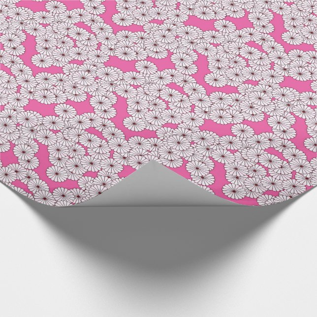 Art Deco-blomman mönster - vit på rosa Presentpapper (Hörn)