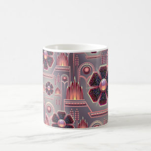 Art deco-blommans geometrisk lila i vintagen mönst kaffemugg