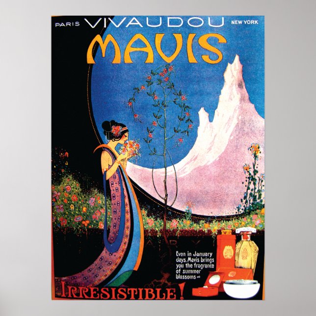 Art Deco-Blommar för Mavis 1920-talet Poster (Framsidan)
