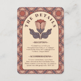 Art Deco Blommig Bröllopsdetaljkort QR-kod Tilläggskort