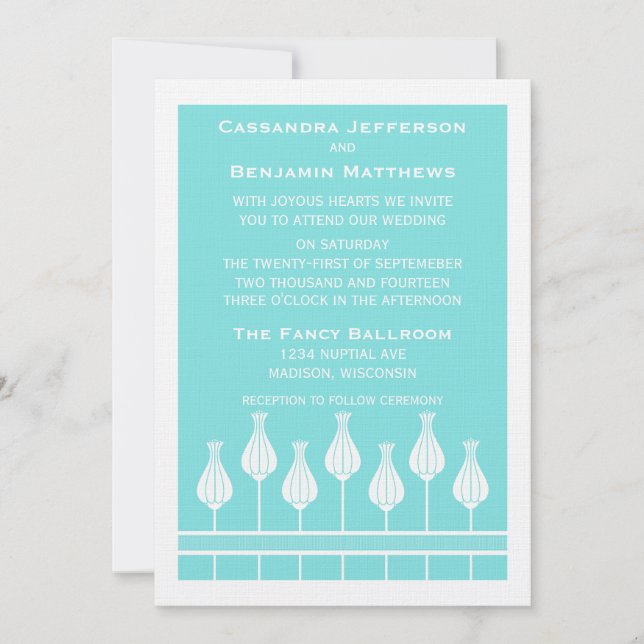 Art Deco Blommig Bröllopsinbjudan Inbjudningar (Framsida)