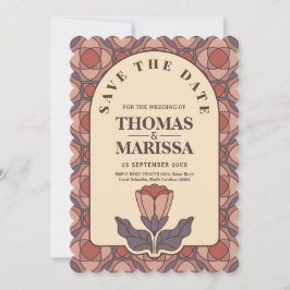 Art Deco Blommig QR-kod för Save the Date Retro