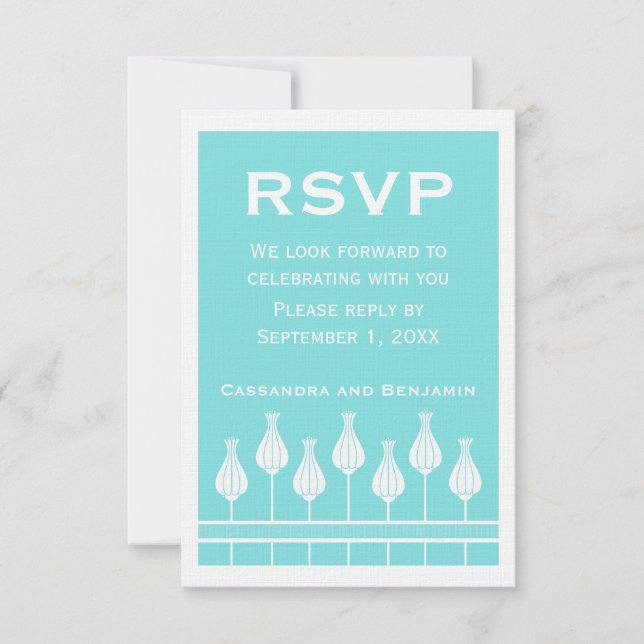 Art Deco Blommig RSVP-kort OSA Kort (Framsida)