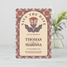 Art Deco Blommig Spara Datum QR-kod Retro