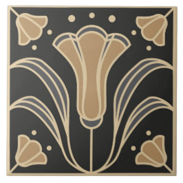 Art Deco-Blommigt. Blå blommor 2 Kakelplatta
