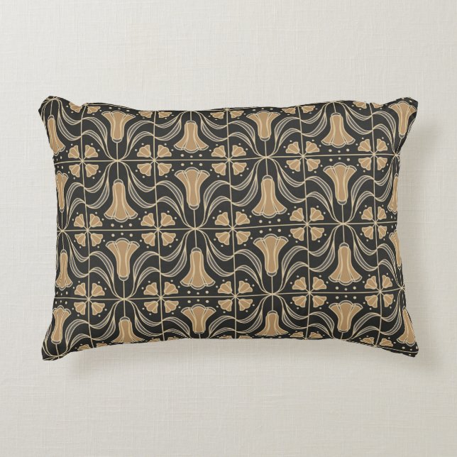 Art Deco-Blommigt. Blå blommor 2  Prydnadskudde (Framsidan)