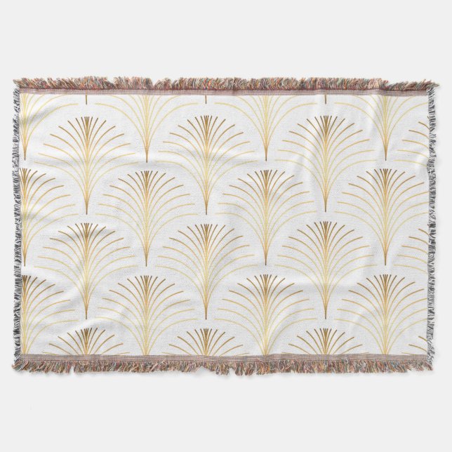 Art Deco Blommigt: Golden Elegance. Filt (Framsidan)