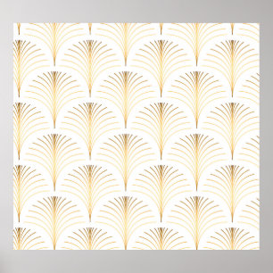 Art Deco Blommigt: Golden Elegance. Poster
