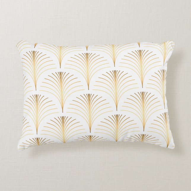 Art Deco Blommigt: Golden Elegance. Prydnadskudde (Framsidan)
