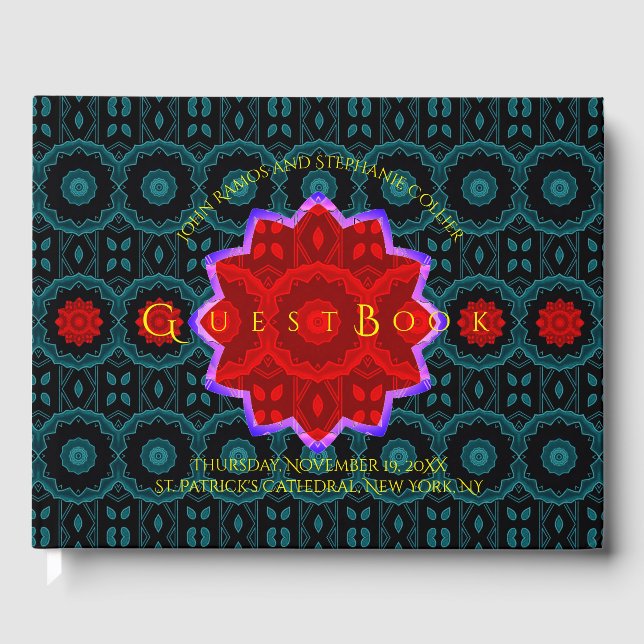 Art Deco Blommigt Guest Bok (Framsida)