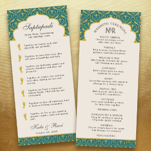 Art Deco Blommigt Lotus Indian & Hindu Bröllop Program
