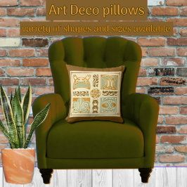 Art Deco-Blommigt med Sage Grönt och Guld Kudde
