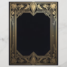 Art Deco Blommigt Ram Brevhuvud